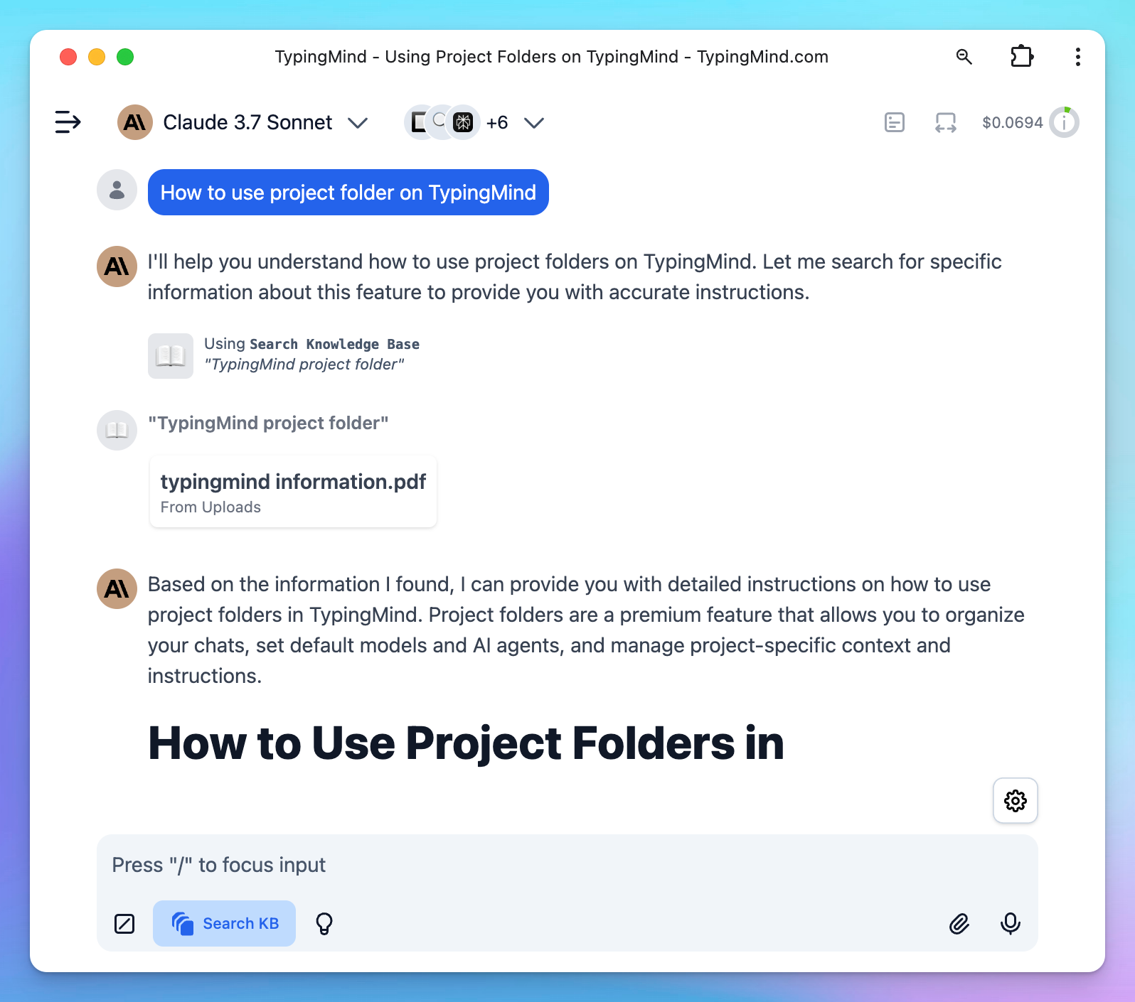 Rag knowledge base - TypingMind Docs